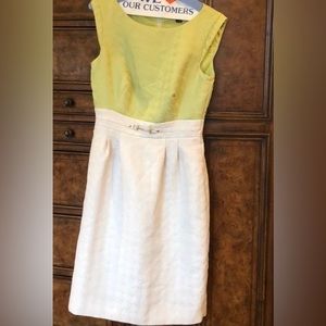 Tahari Arthur S. Levine green and cream dress